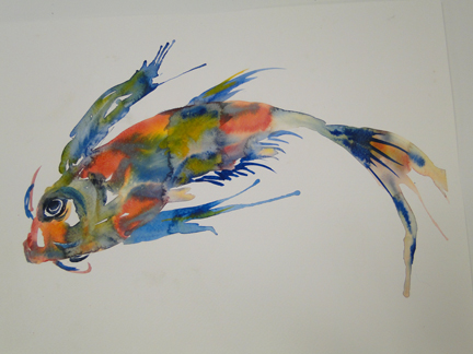 Study of Koi Fish in Watercolor by Estelle Hart